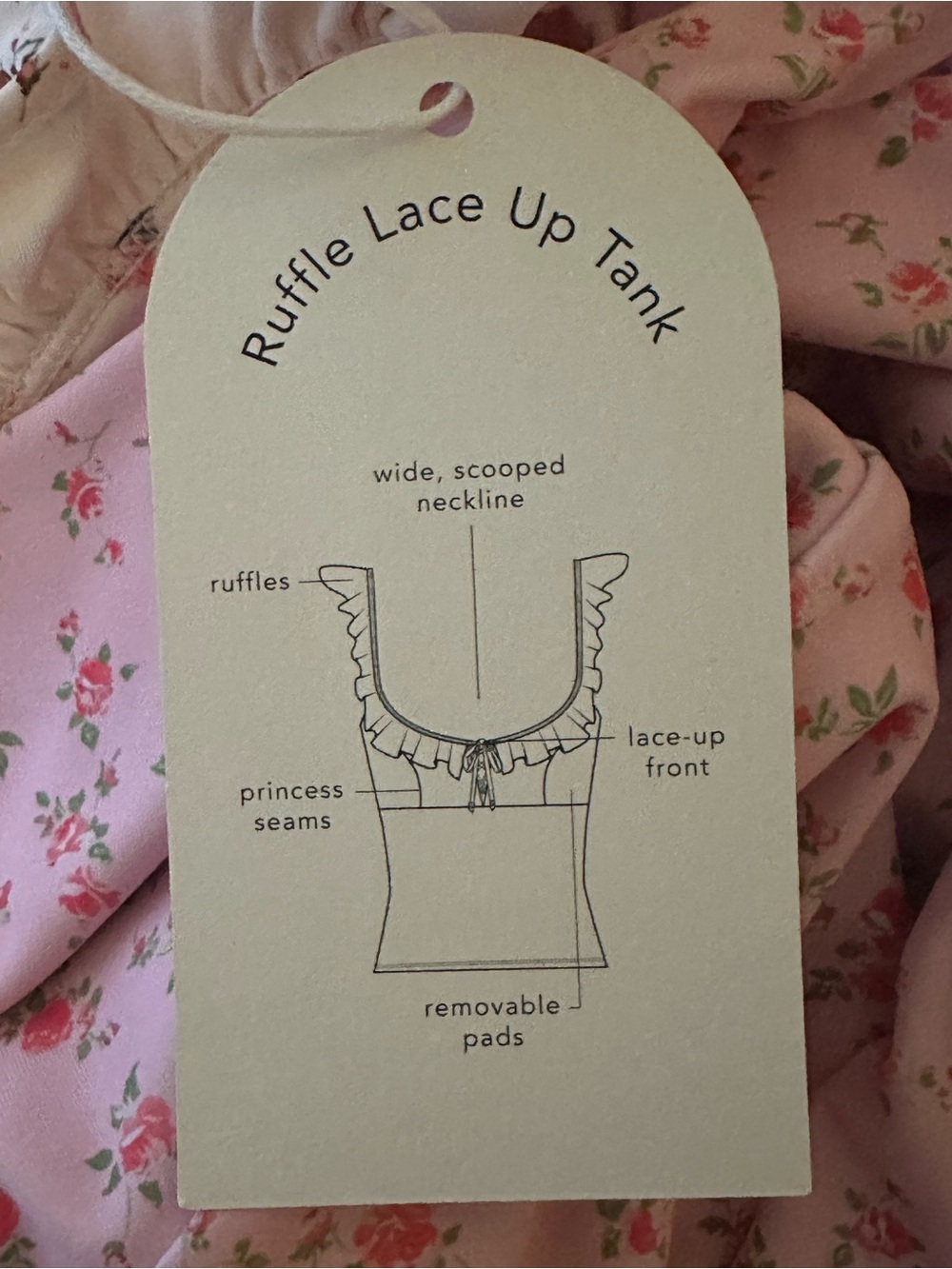 Blogilates Ruffle Lace Up Tank 1X Pink Floral NWT | Removable Pads - Picture 5 of 5